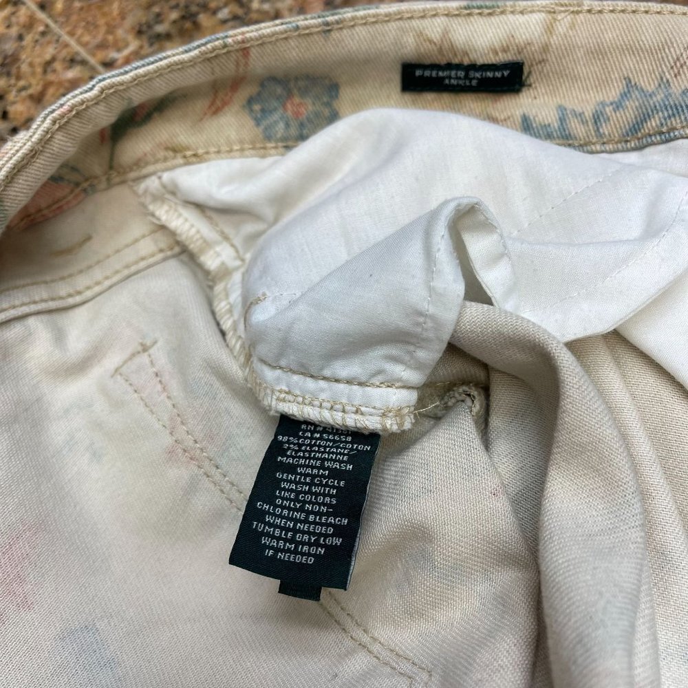 Ralph Lauren Women Floral Beige Pants Premier Skinny Ankle 5 Pockets Size 8 - Picture 12 of 14